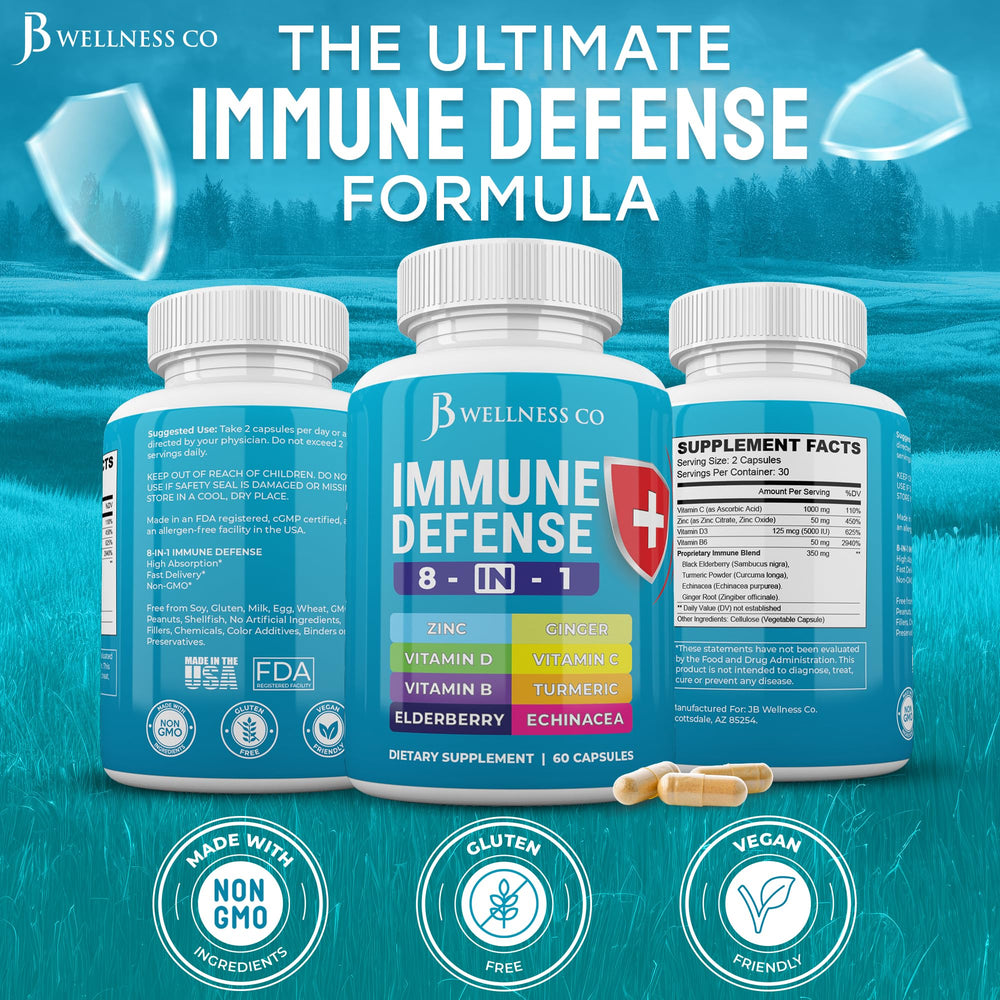 Lifestyle shot showing routine with JB Wellness Co immune support supplements