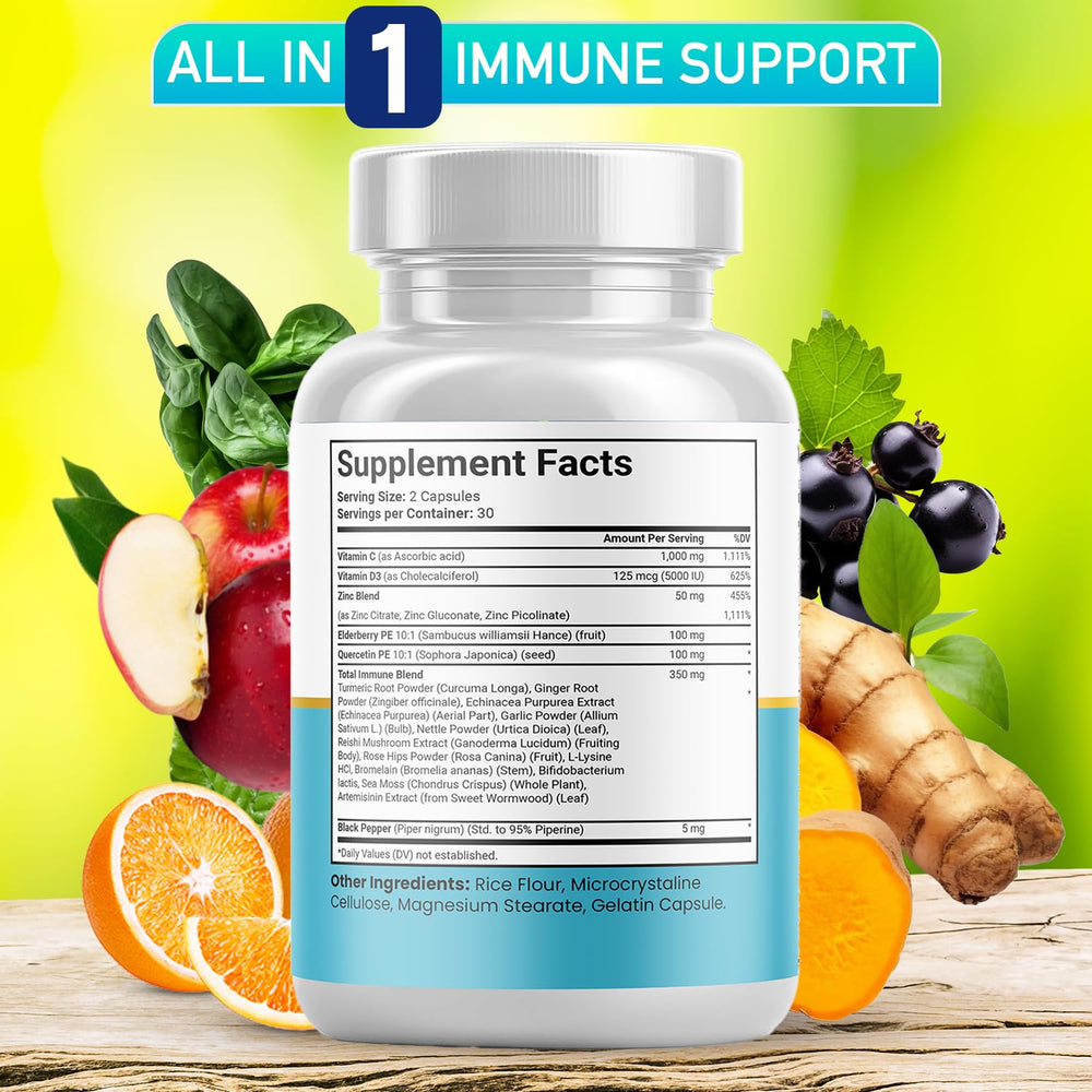 Quercetin Zinc Vitamin C D immune support formula close-up