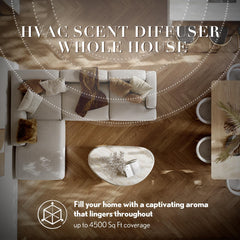 Illustration of fragrance coverage up to 4500 sq ft by JCLOUD diffuser