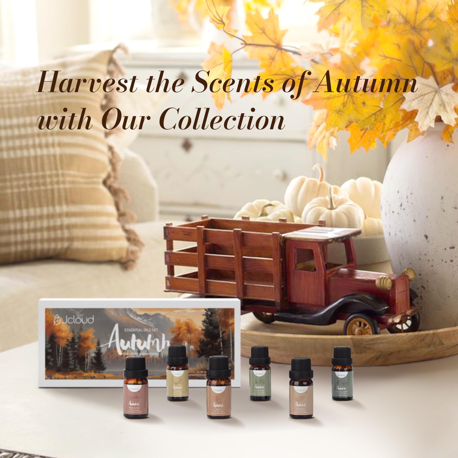 Close-up of Cinnamon, Black Vanilla, and Santal diffuser oils