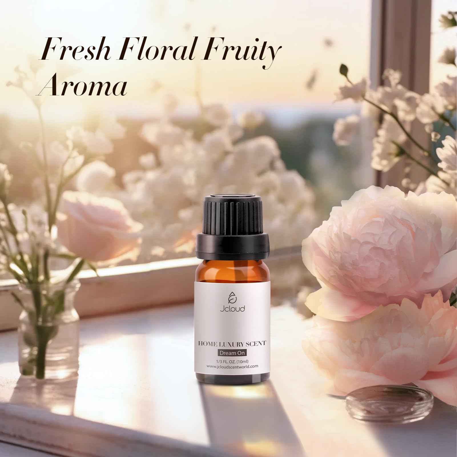 JCLOUD Dream On base notes image emphasizes musk and oak moss for lasting depth