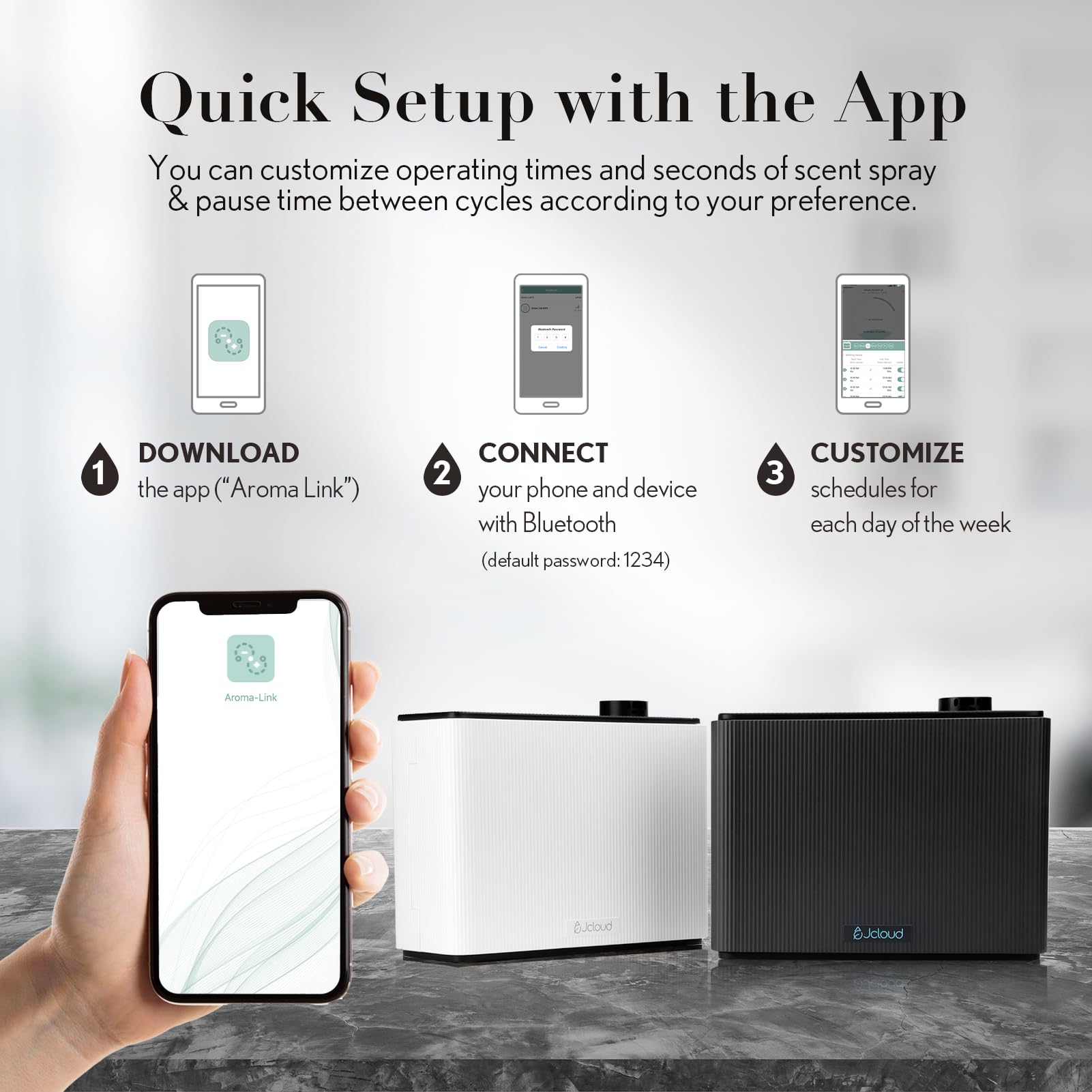 Scent diffuser in a large living room delivering aroma