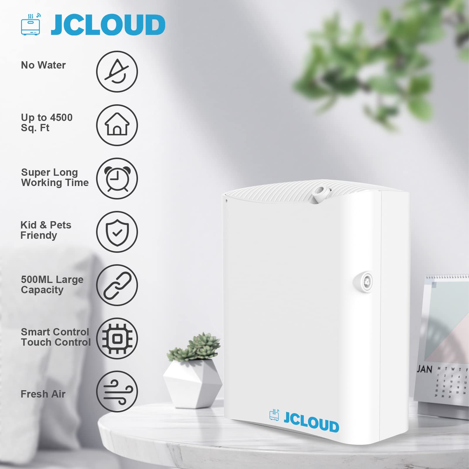 Back view of JCLOUD Smart Scent Air Machine Pro in white