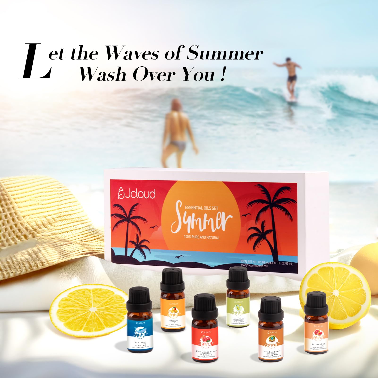 JCLOUD Summer Fragrance Oils Set – packaging and gift box