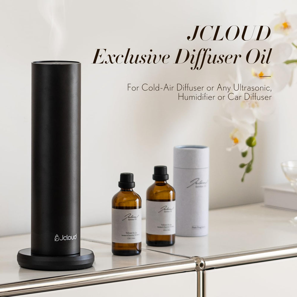 Velvet Noir essential oil packaging and bottle on display