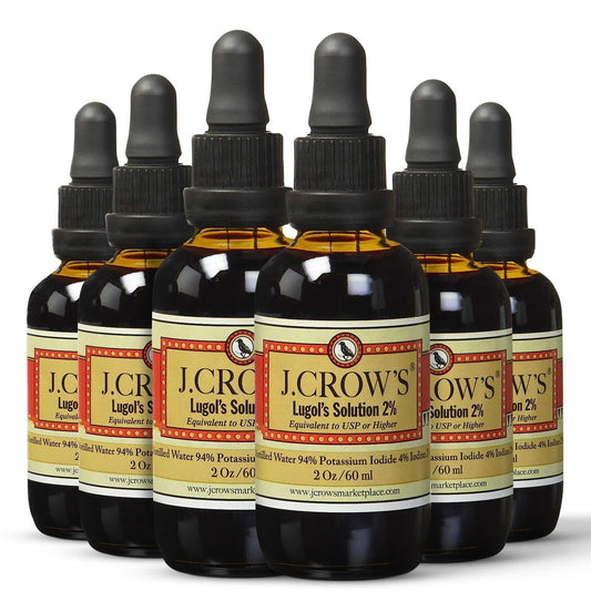 J.CROW'S Lugol's Iodine 2% solution bottle with dropper