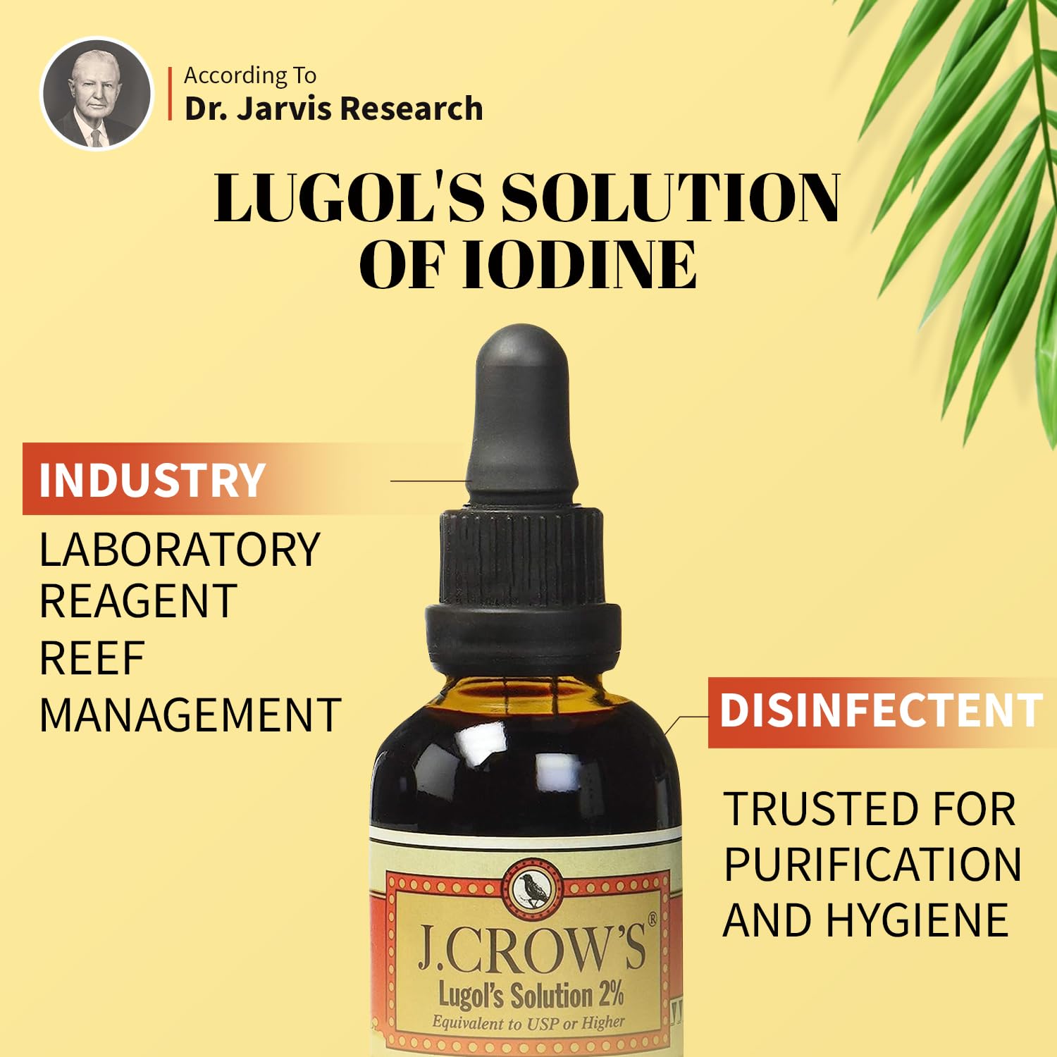 Ingredients and description for J.CROW'S Lugol's Iodine 2% solution