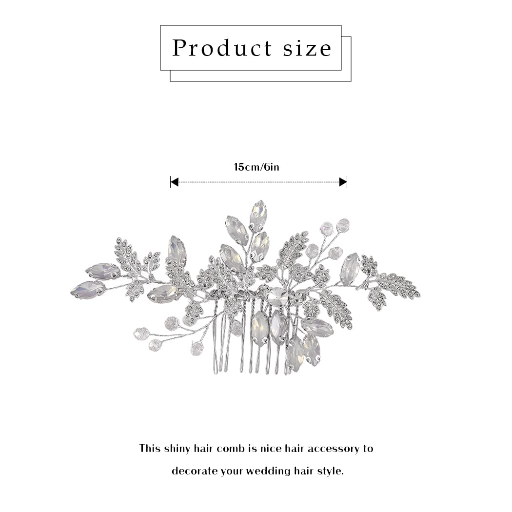 JEAIRTS Opal Bridal Hair Accessory provides a soft glow for a beachside ceremony.