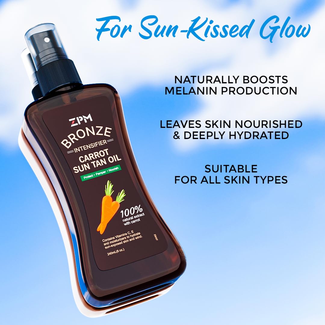 Close-up of Jeallis Carrot Sun Tanning Oil Spray texture on skin for smooth finish