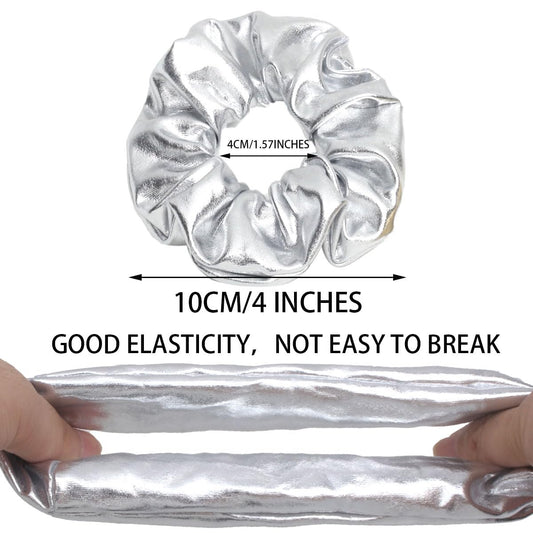 Jeffan silver scrunchie set showing shimmer for performances and events