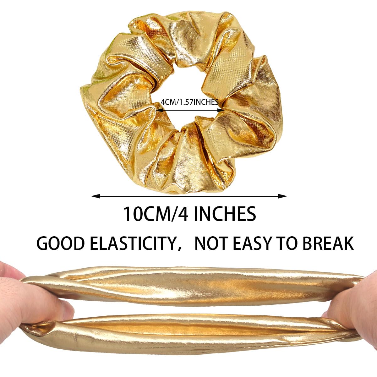 Jeffan metallic gold scrunchies: durable, stretchable accessory for cheerleading and events