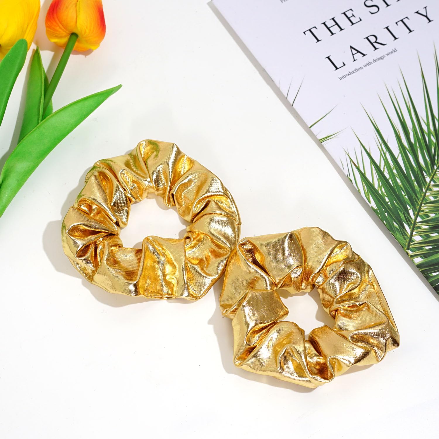 Jeffan shiny leather scrunchies: comfortable grip during workouts and performances