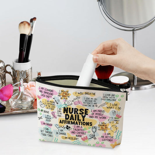Jeilink daily affirmations makeup bag open compartments, easy access to cosmetics on the go.