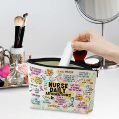 Jeilink daily affirmations makeup bag open compartments, easy access to cosmetics on the go.