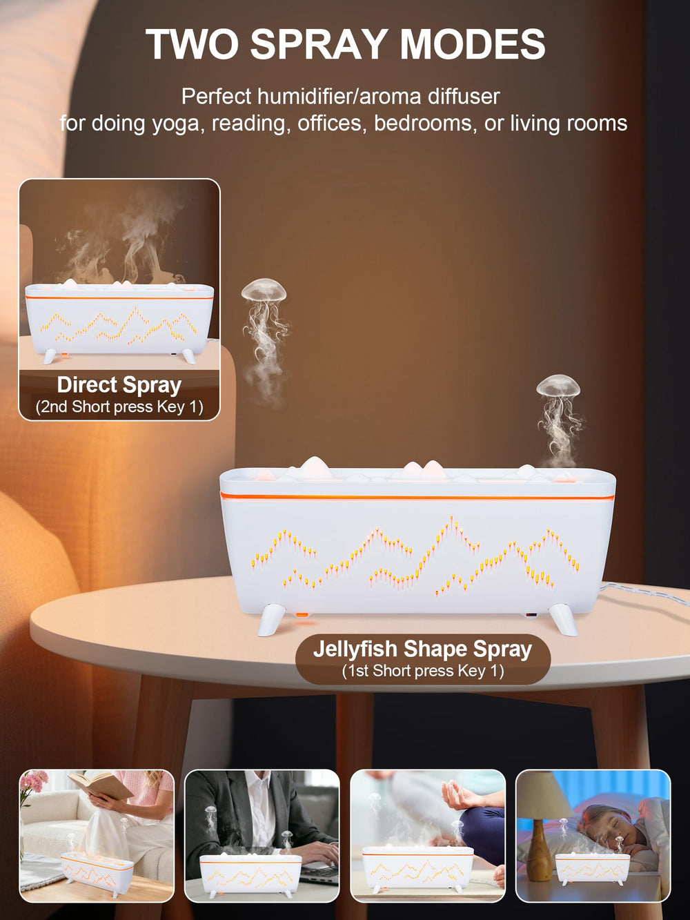 Remote control and control buttons for jellyfish diffuser