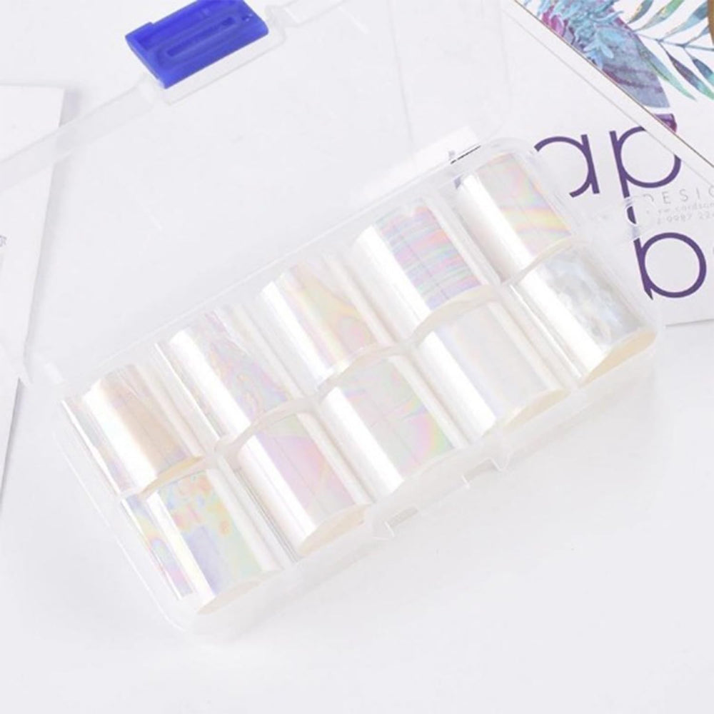 JERCLITY Aurora iridescent wrap sample on nail with shimmer
