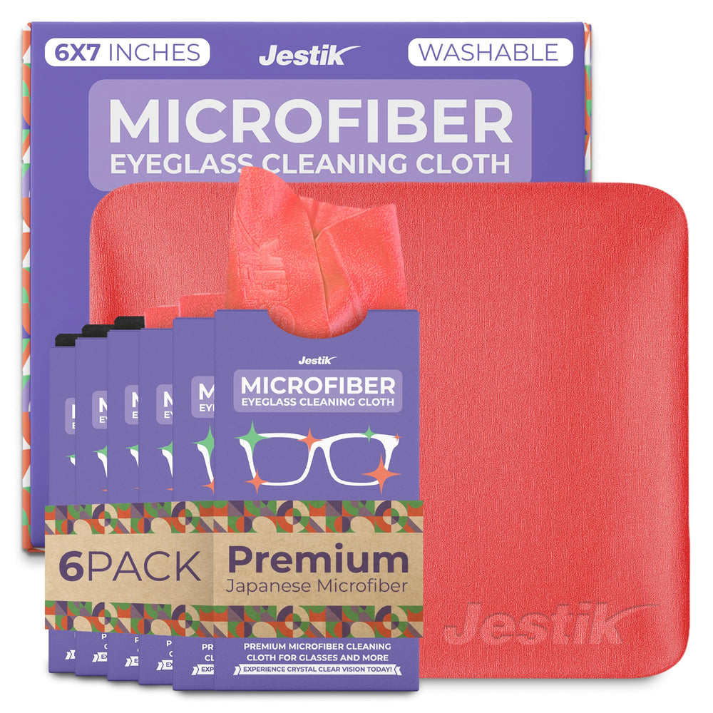 Front view of Jestik microfiber cloths in Black and Crimson