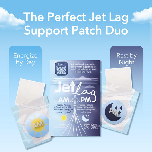 Applying Jet Lag AM patch to skin