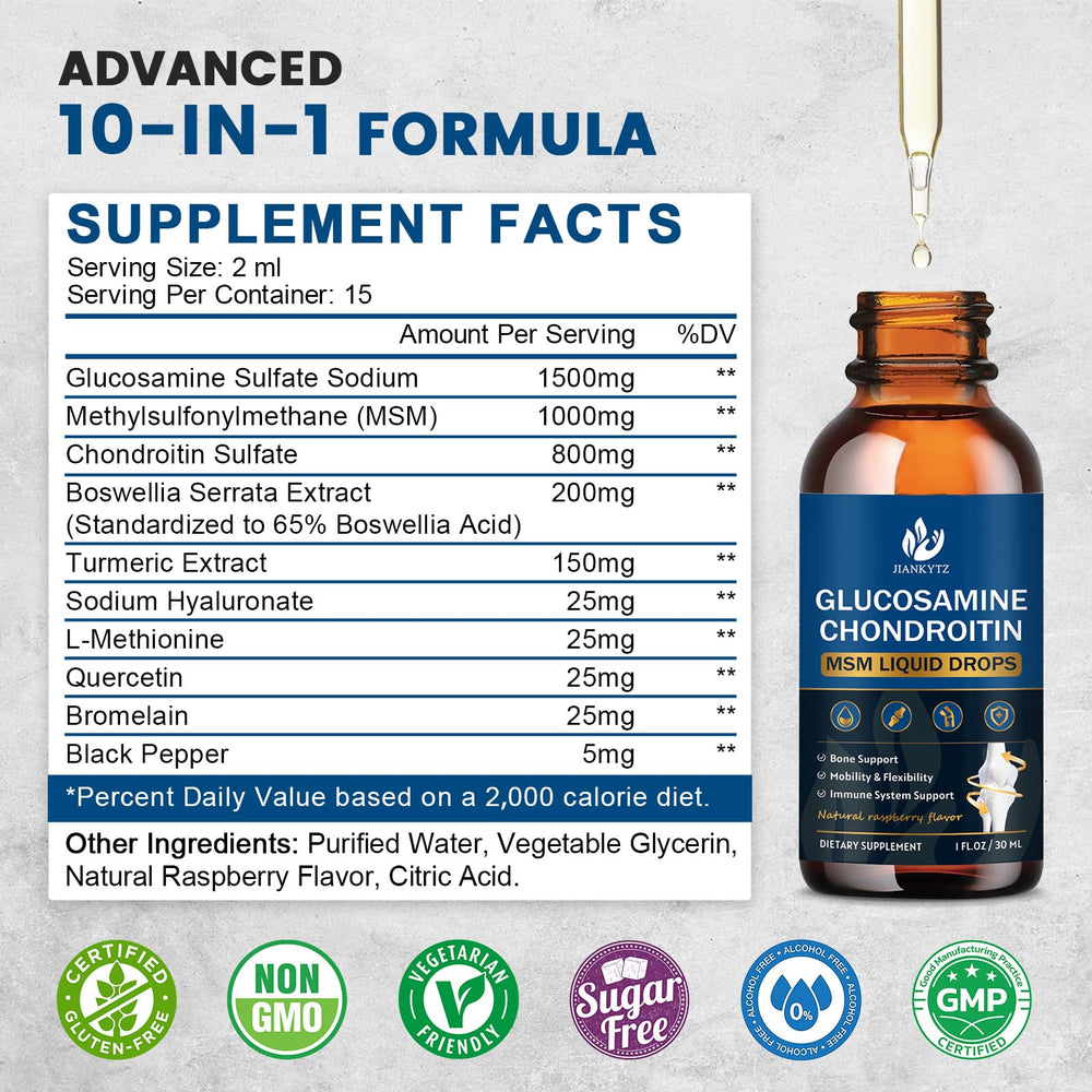 JIANKYTZ Glucosamine Chondroitin MSM Drops 2-pack bottle