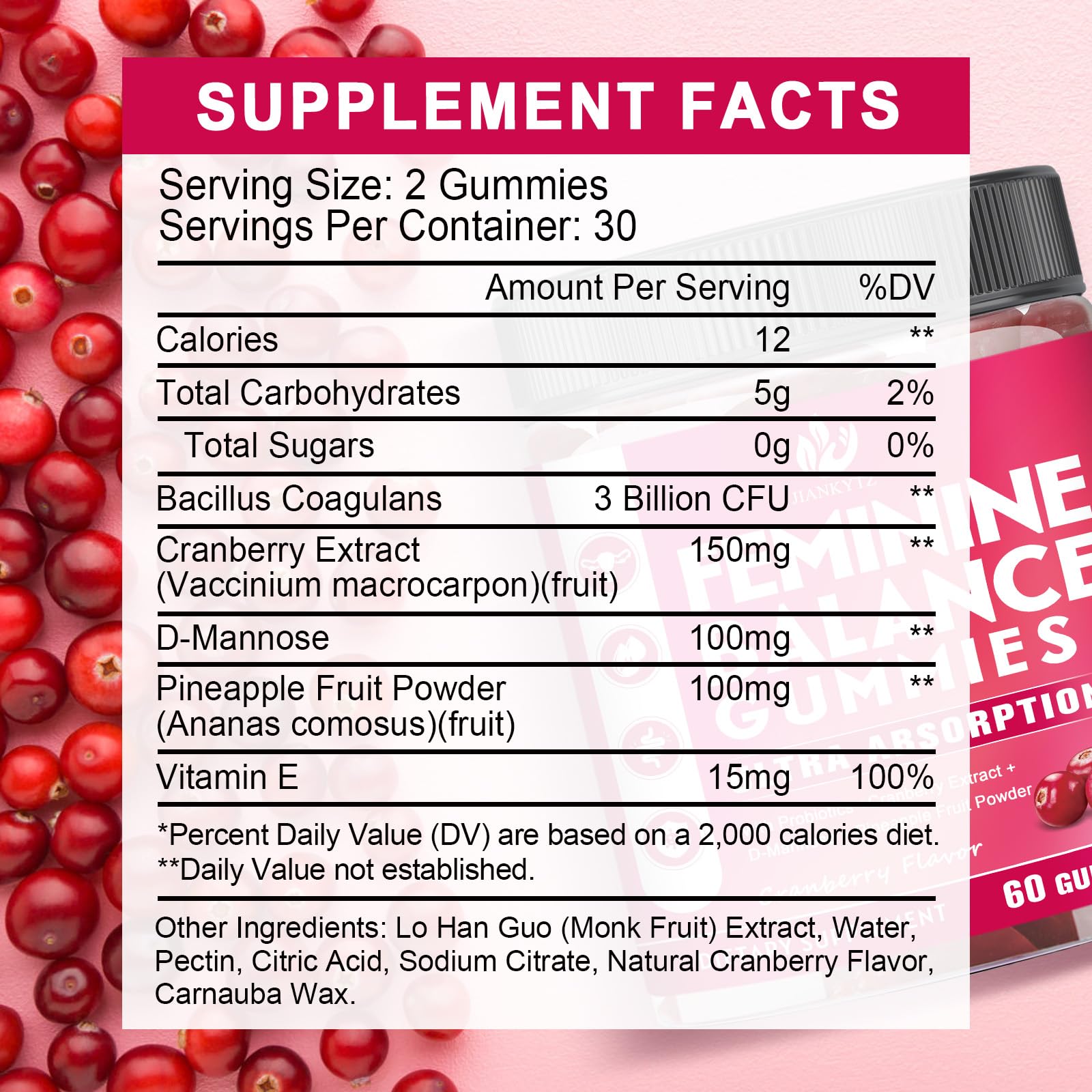 Packaging of JIANKYTZ Feminine Balance Gummies for Women