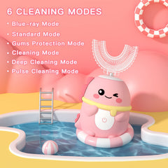360° full mouth cleaning illustration showing 45° tilt and 90° bottom brush