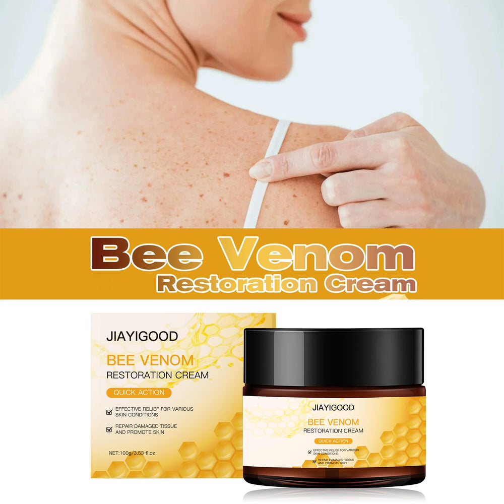 JIAYIGOOD Bee Venom Cream model applying to face shows gentle daily routine
