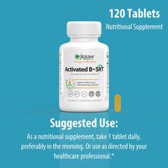 Jigsaw Health Activated B w/SRT packaging highlights sustained release benefits.