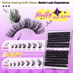 JIMIRE 280-piece volume cluster pack for full, fluffy lashes all day.