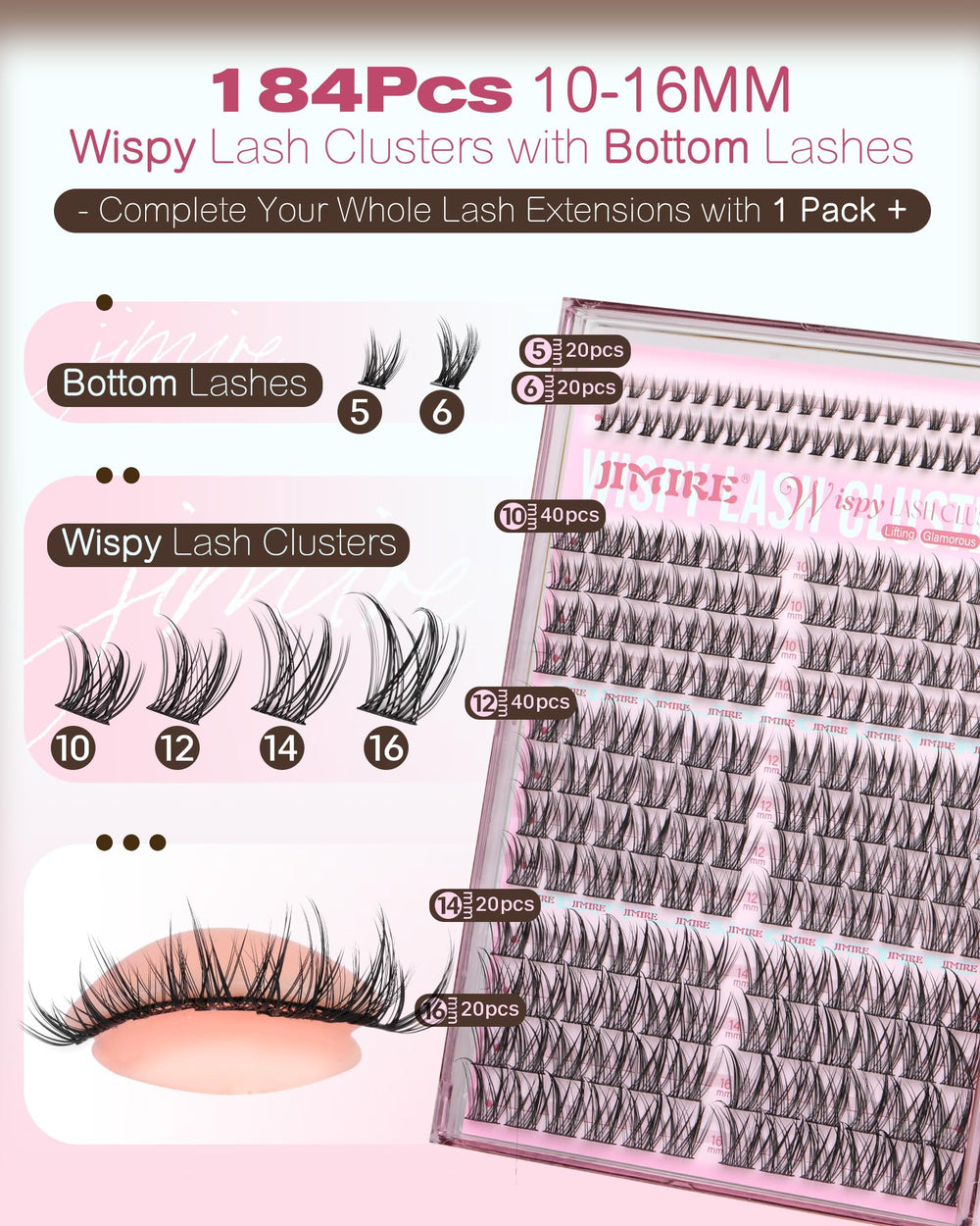JIMIRE dual-tip clusters create manga and fairy eye looks at home.