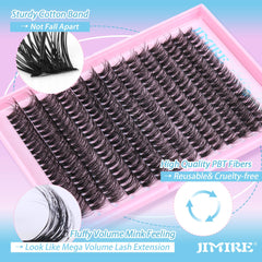 JIMIRE fluffy lash clusters 12mm close-up for balanced eye opening