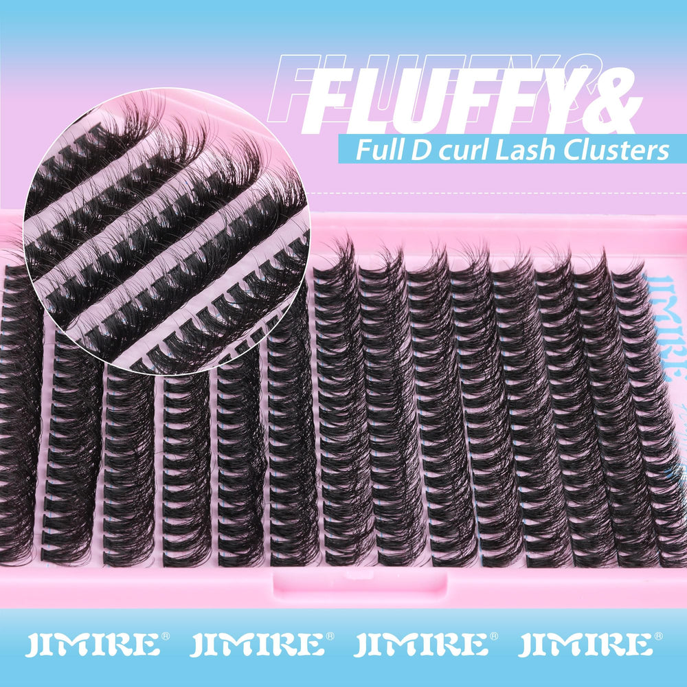 JIMIRE fluffy lash clusters 16mm close-up with mink-like plush feel