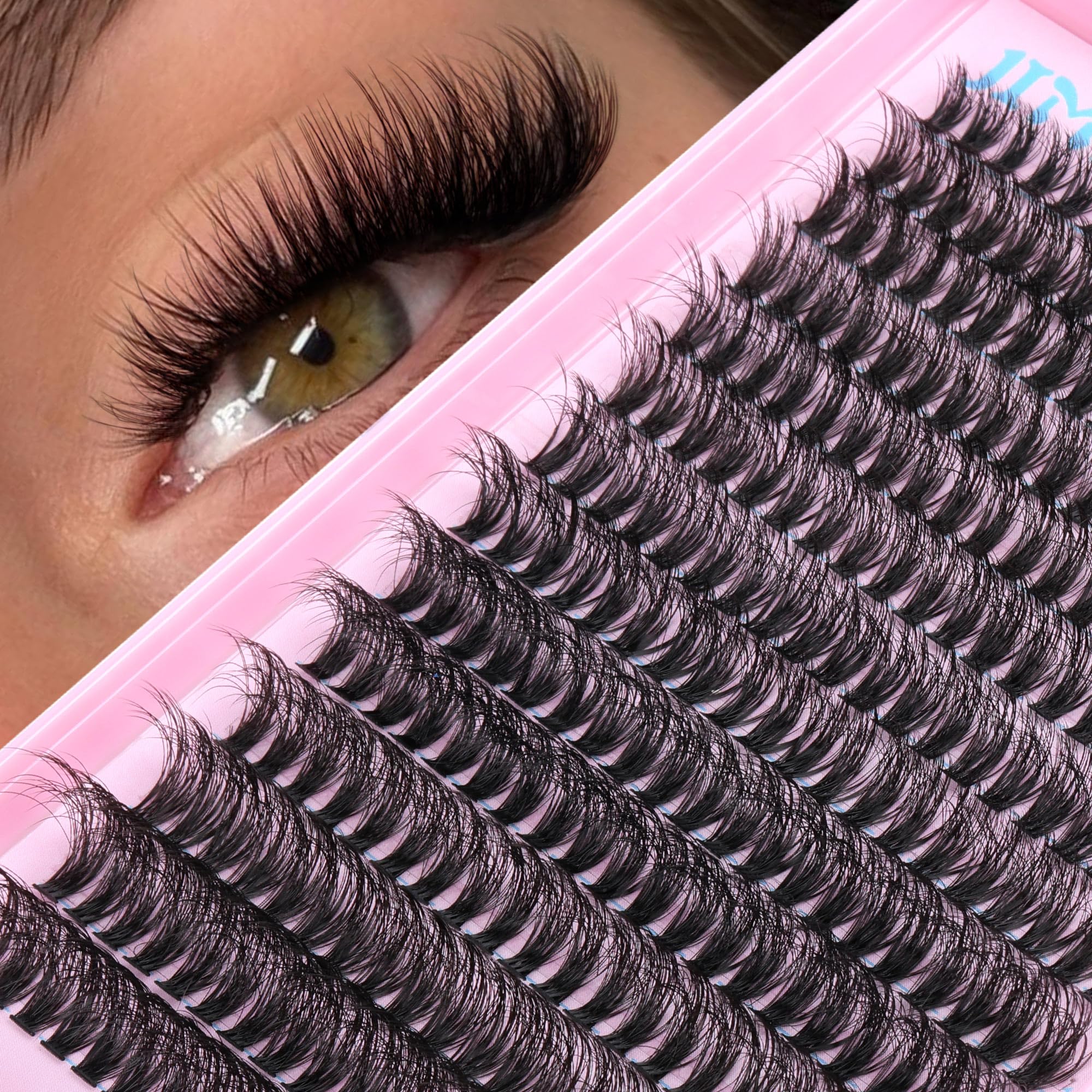 JIMIRE fluffy lash clusters 9mm close-up, natural volume and easy DIY use
