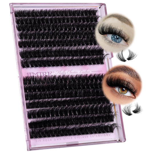 JIMIRE lash clusters 100D-120D mix for dramatic volume at home, easy to apply.