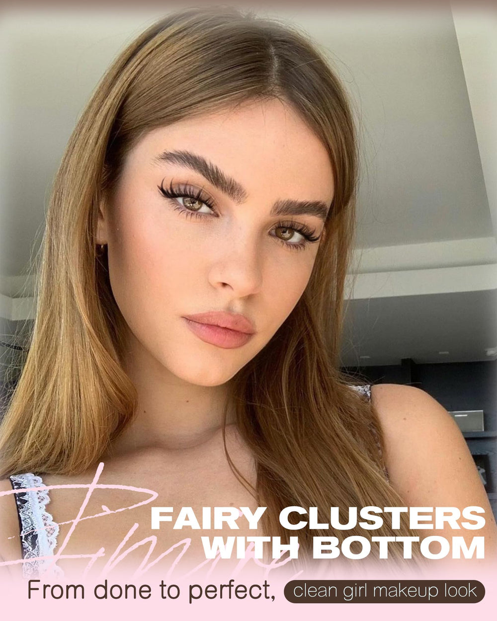 Jimire Invisible Band Lash Clusters blend seamlessly for a natural finish.