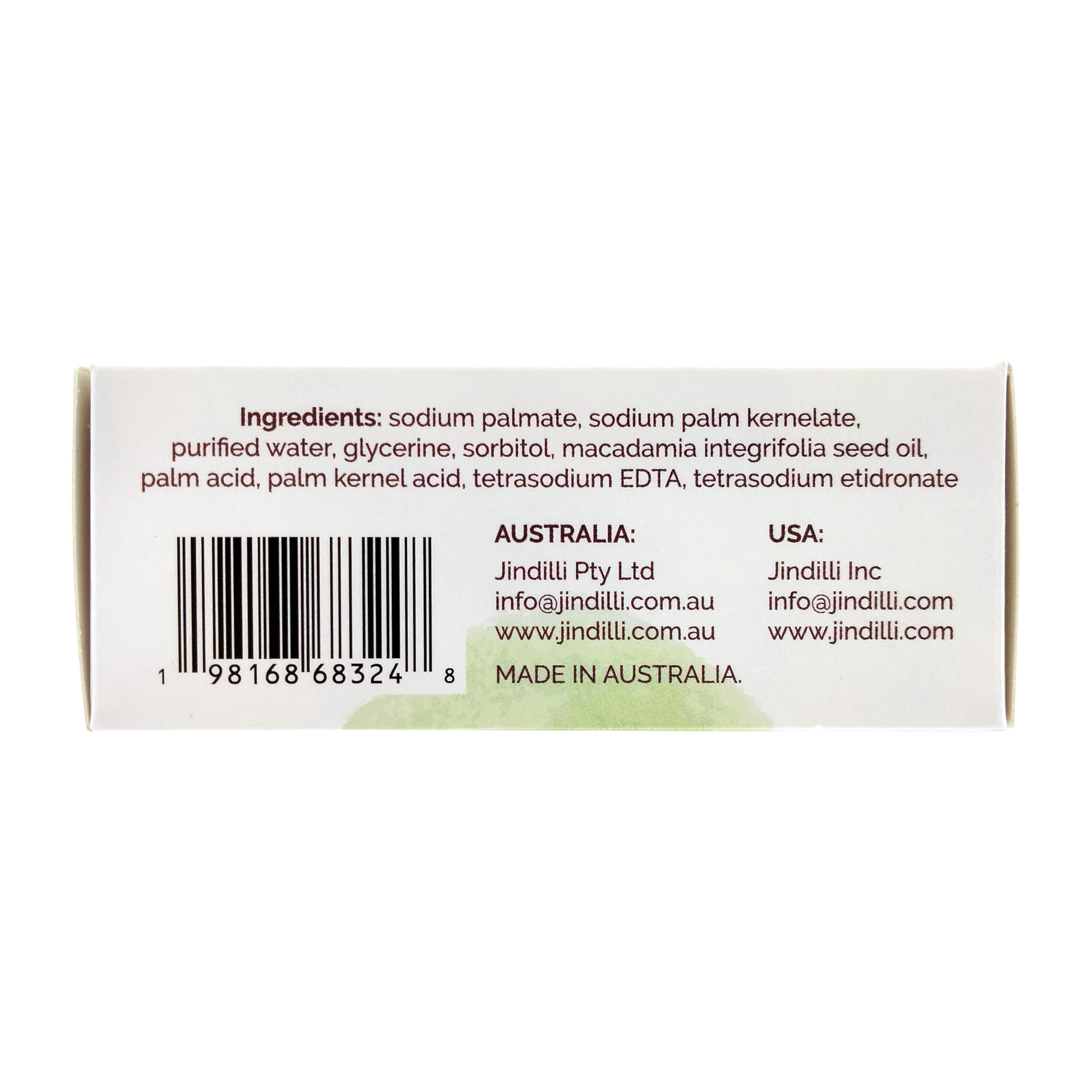 Fragrance-free Jindilli Macadamia Oil Cleansing Bar, gentle cleansing for sensitive skin.