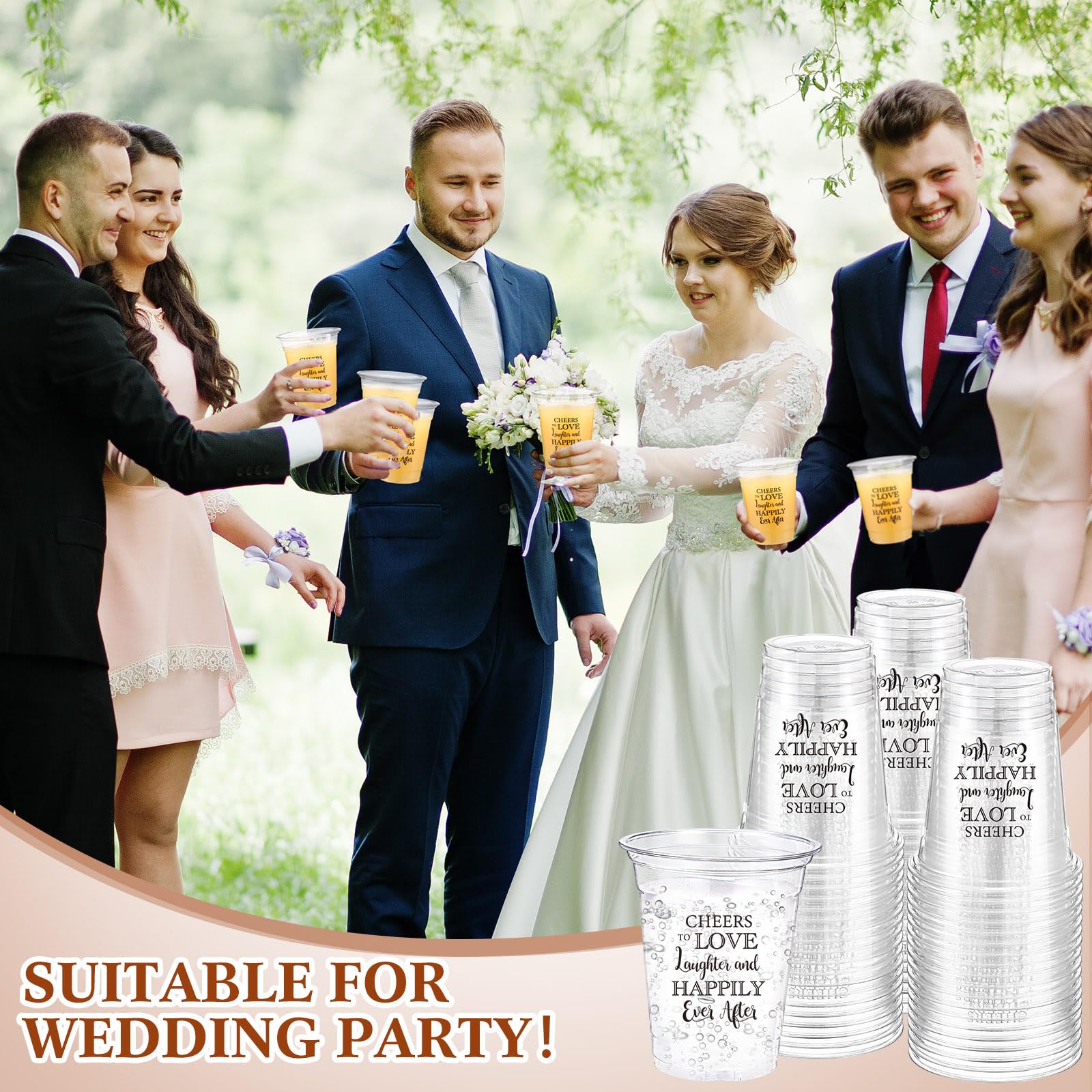 Jingmore plastic wedding cups 12oz, clear use for drinks and desserts