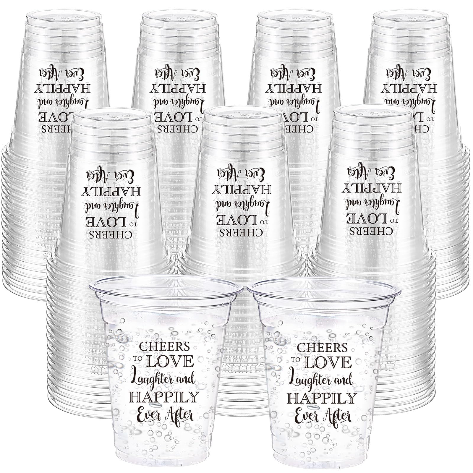 Jingmore 12oz clear wedding cup, front view, ideal for elegant reception beverages