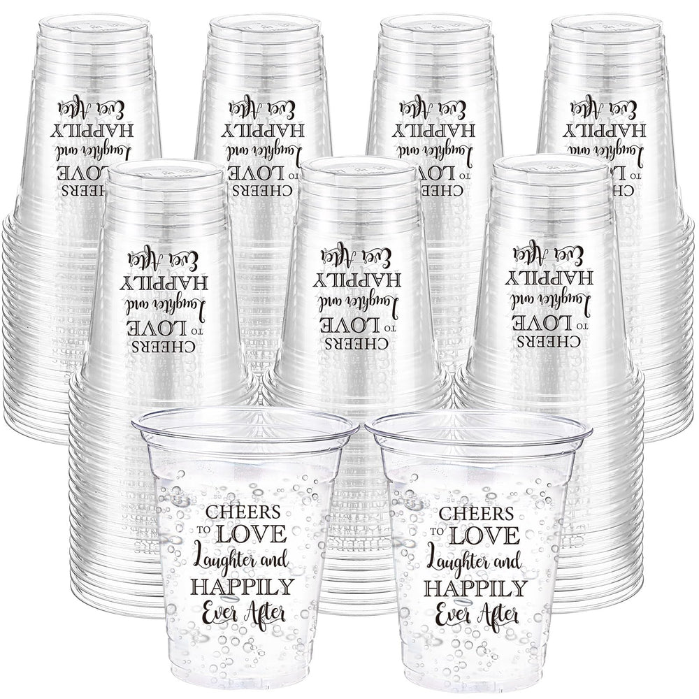 Jingmore 12oz clear wedding cup, front view, ideal for elegant reception beverages