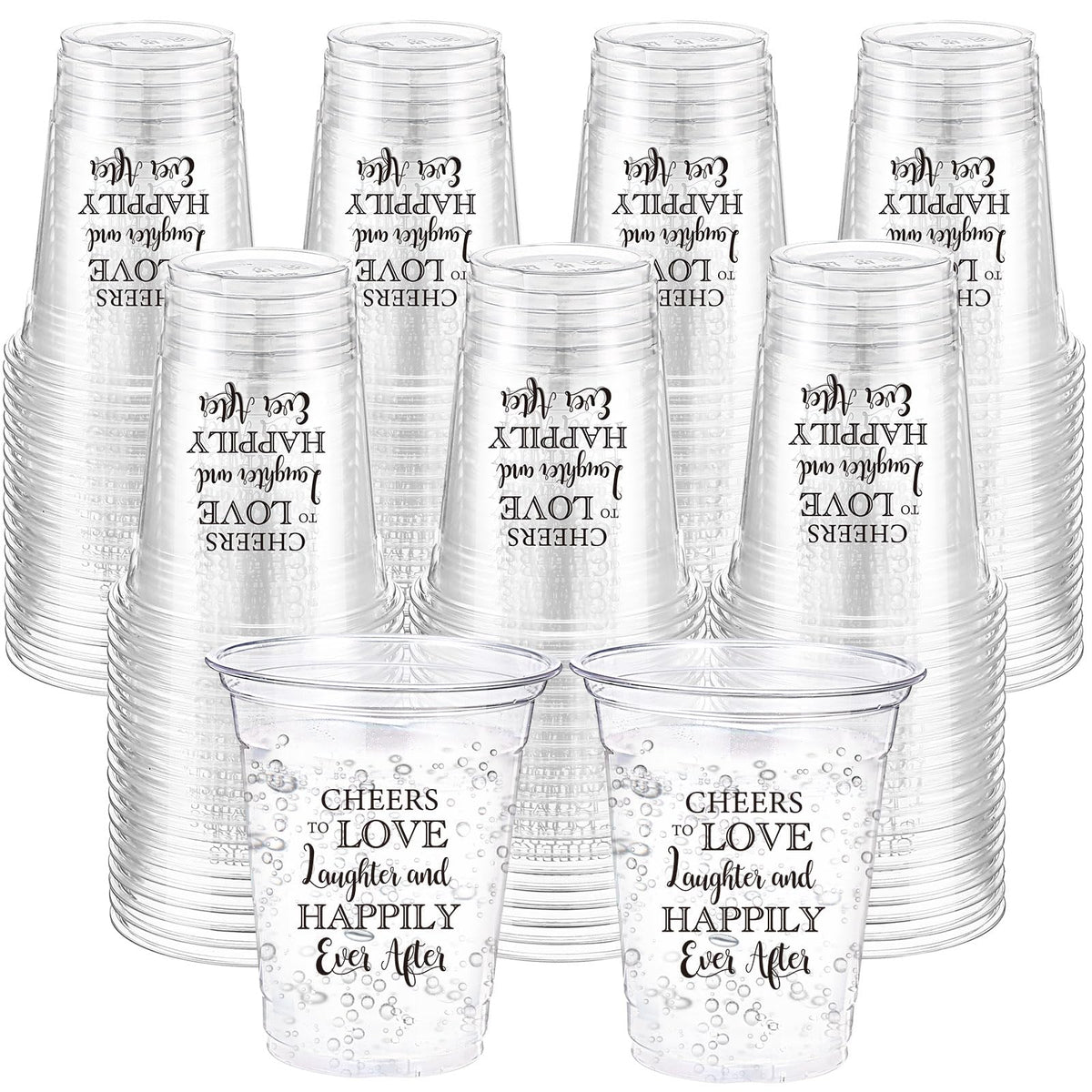 Jingmore 12oz clear wedding cup, front view, ideal for elegant reception beverages