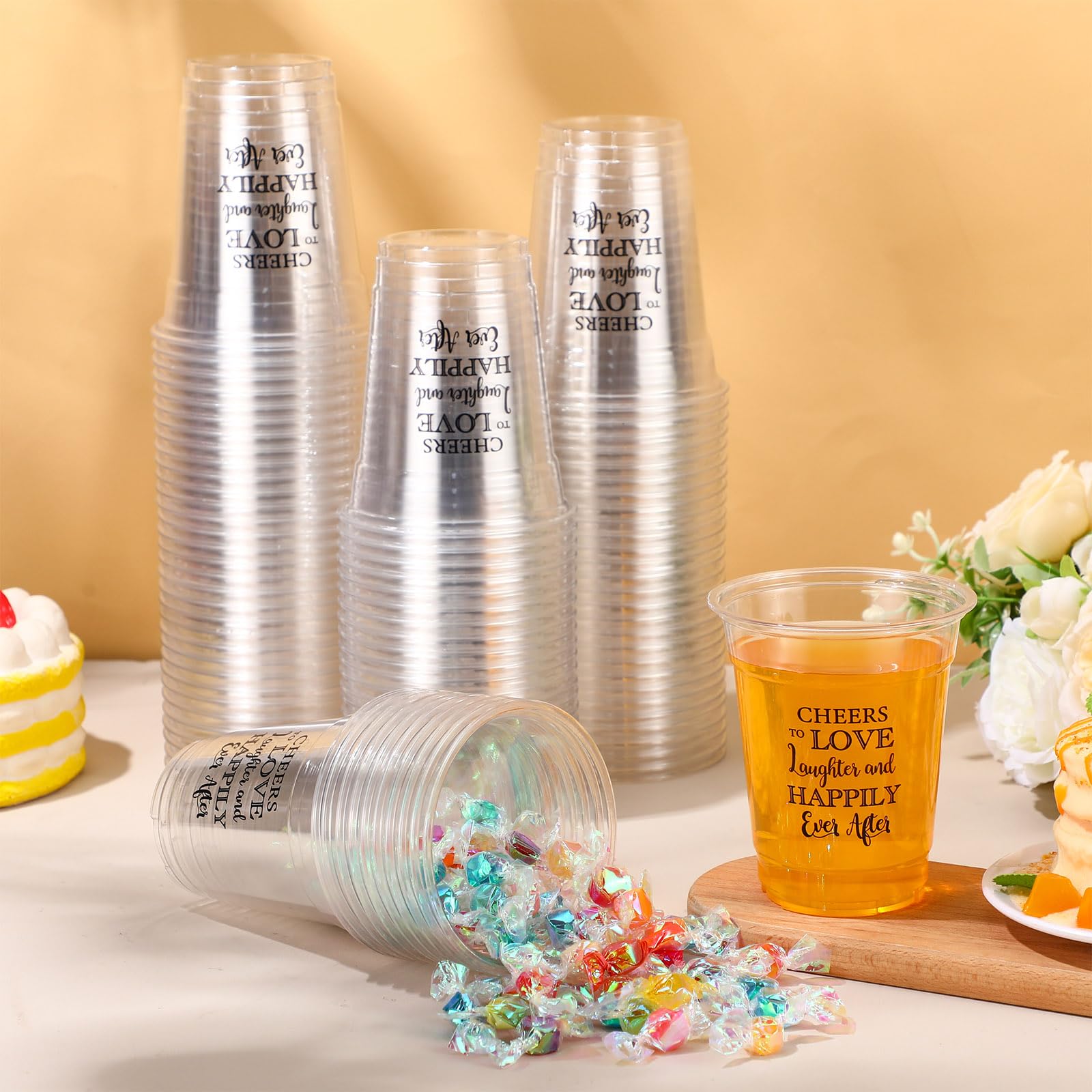 Jingmore wedding cups with blessings print, adds romantic touch to table settings