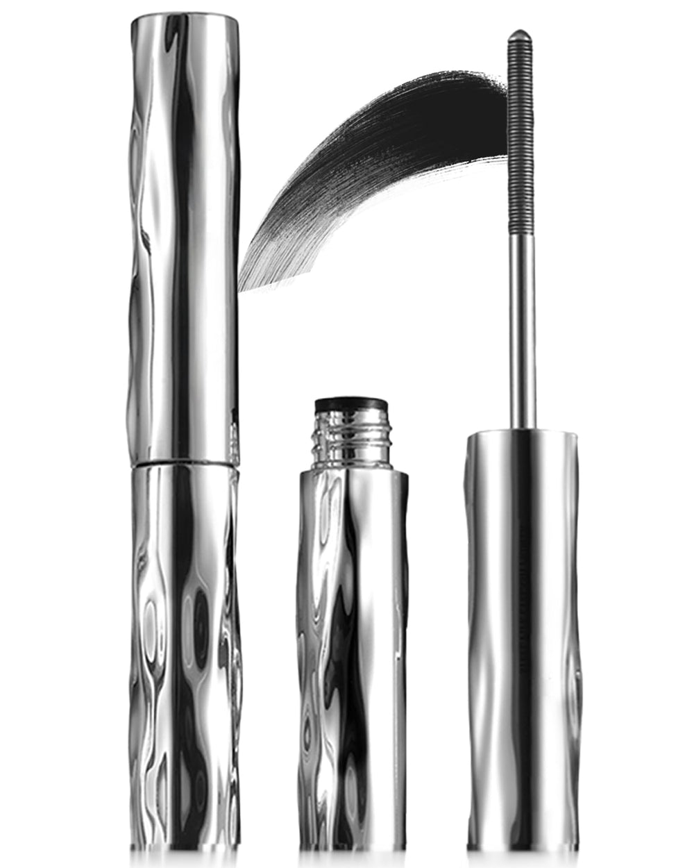 Jiodama iron wand mascara bottle with a sleek steel barrel for bold lashes