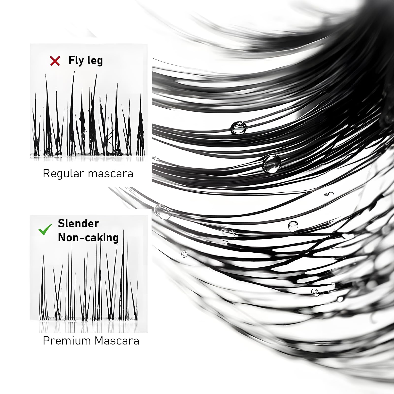 Jiodama waterproof mascara demonstrating all-day smudge-proof wear