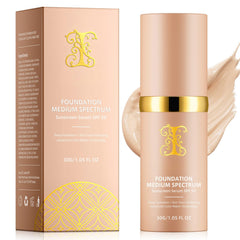Jiugonggang 4-in-1 foundation bottle close-up with SPF 50+ protection.