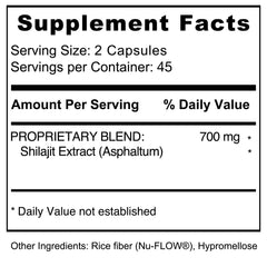 90-count bottle pack of Jiva Botanicals Shilajit capsules