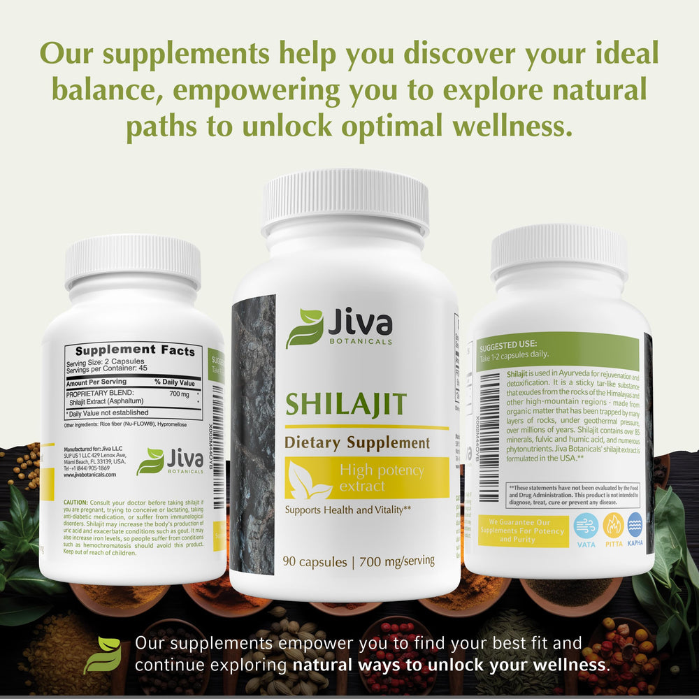Third-party tested seal on Jiva Botanicals Shilajit capsules
