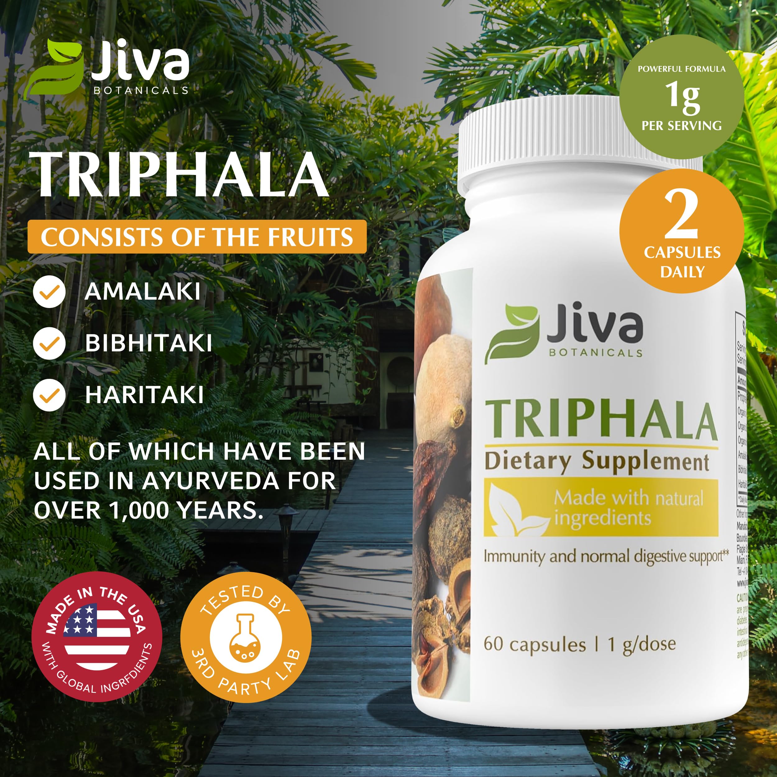 Triphala powder blend of Amalaki, Bibhitaki and Haritaki