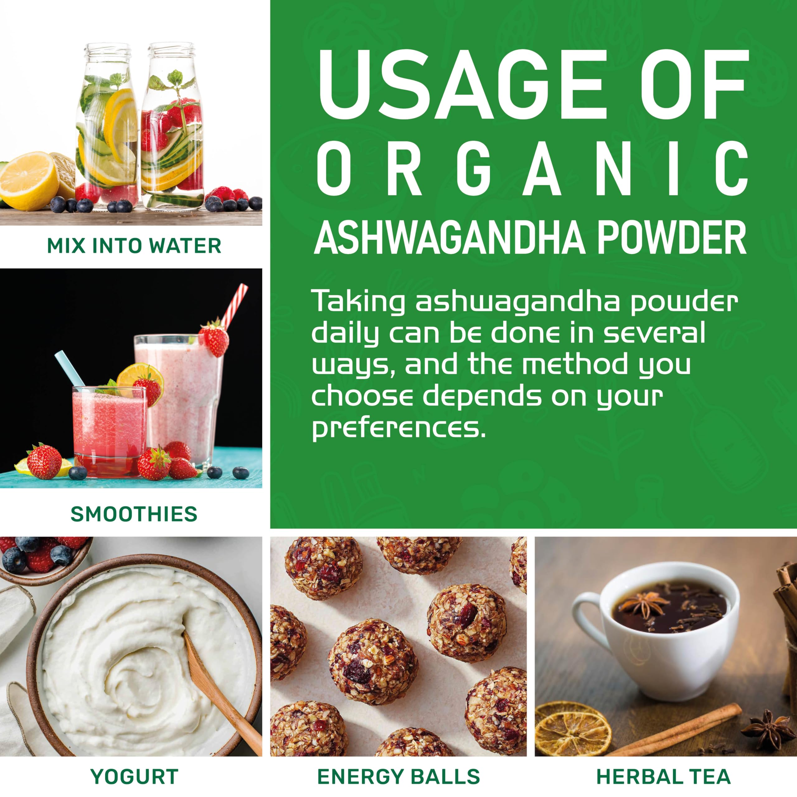 Back packaging details of Jiva Organics Ashwagandha powder