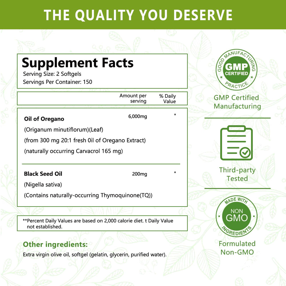 Back/label side of JJBONG oregano oil capsules