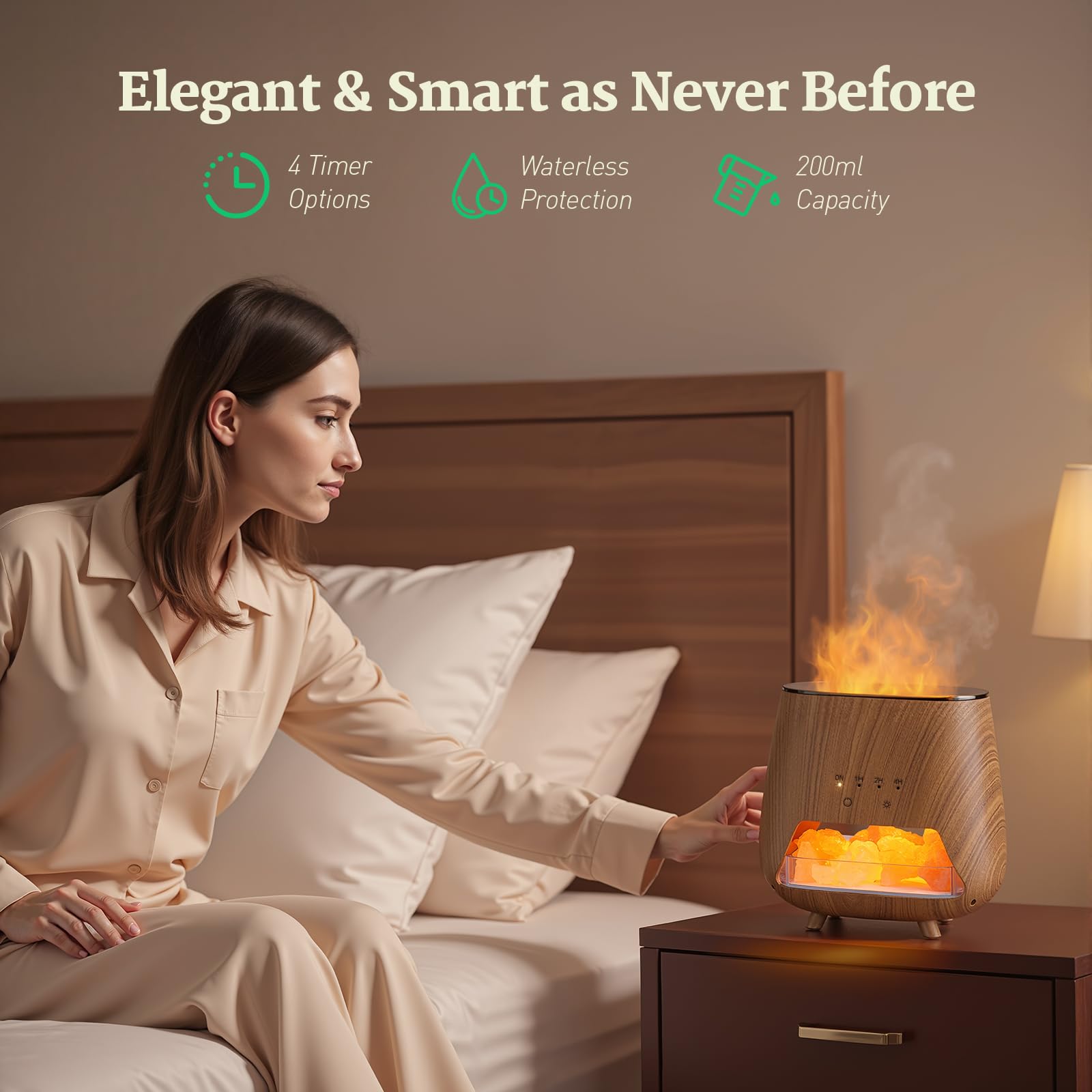 9-color LED light with simulated flame effect for JJNJJN diffuser