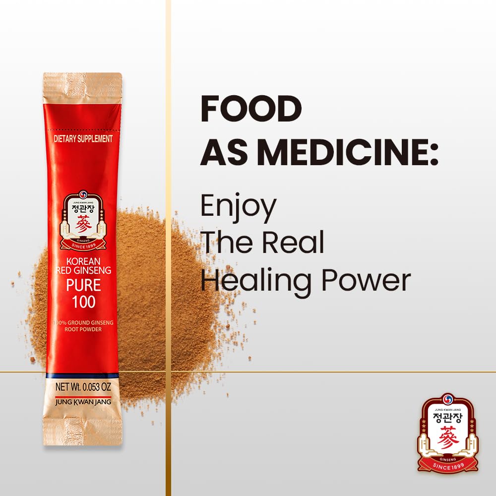 Back label with ingredients and certifications for JungKwanJang Korean Red Ginseng Pure 100